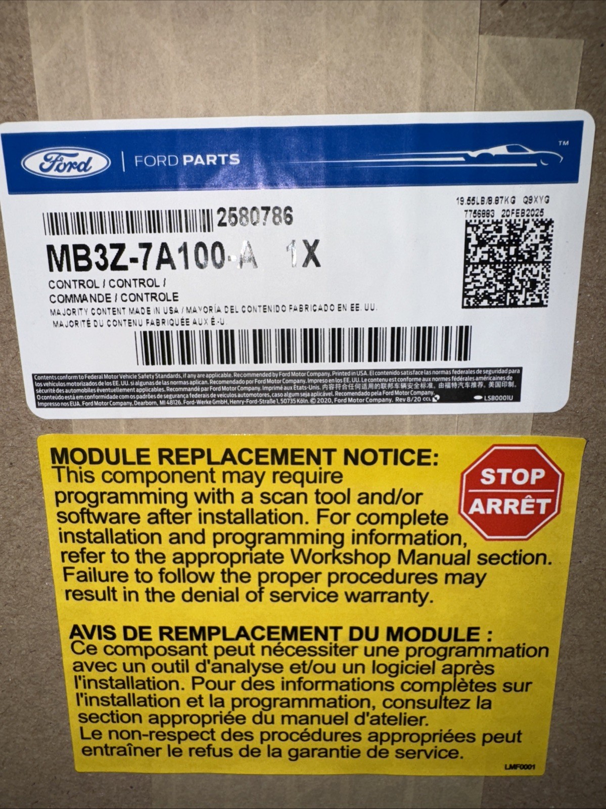 Genuine Ford Transm. Control MB3Z-7A100-A, Includes lead frame AL3Z-7G276-D