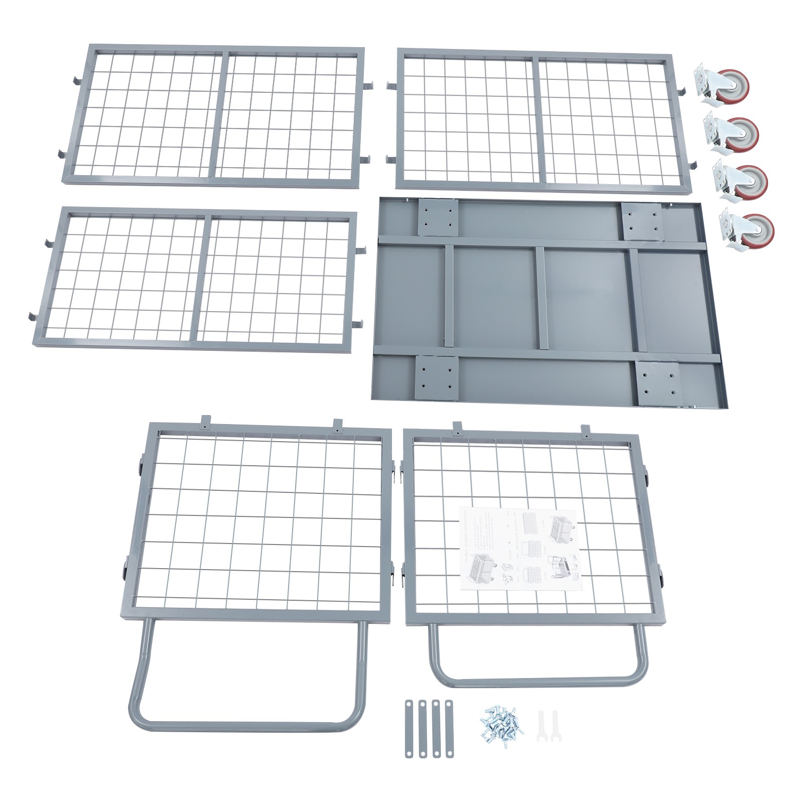 5-in-1 Heavy Duty Platform Cart With Cage Push Cart For Grocery & Warehouse ﻿