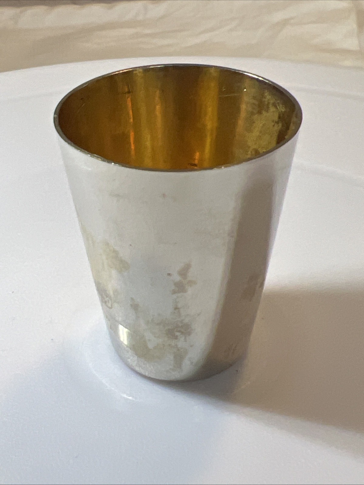 Antique Silver German Shot Glass Gold Washing Vermeil Stamp Made In Germany “B”