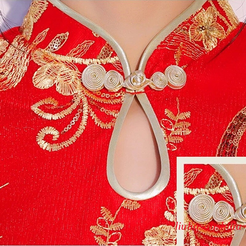 Chinese Traditional Bride Wedding Dress Set Women Red Embroidery Tops and Skirt