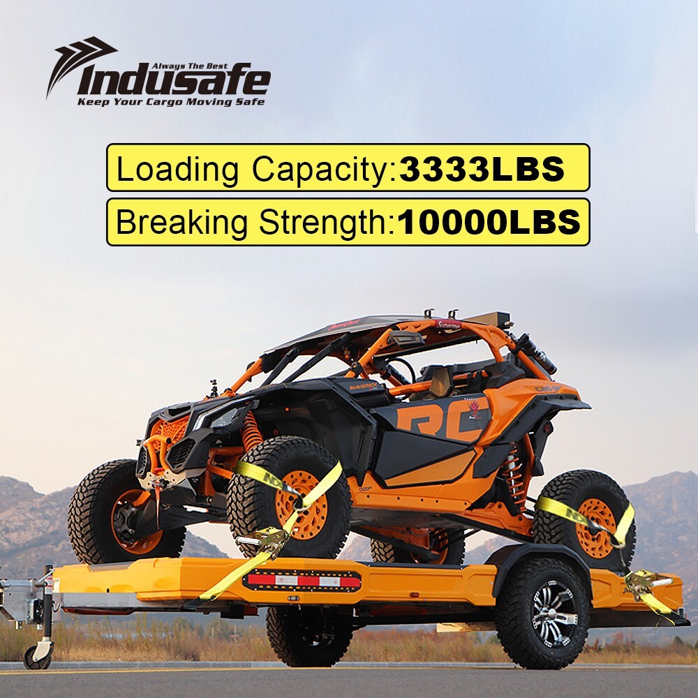 4 Pack Flat Hook Car Tie Down Straps Auto Hauler Ratchet Strap Kit Side Mount