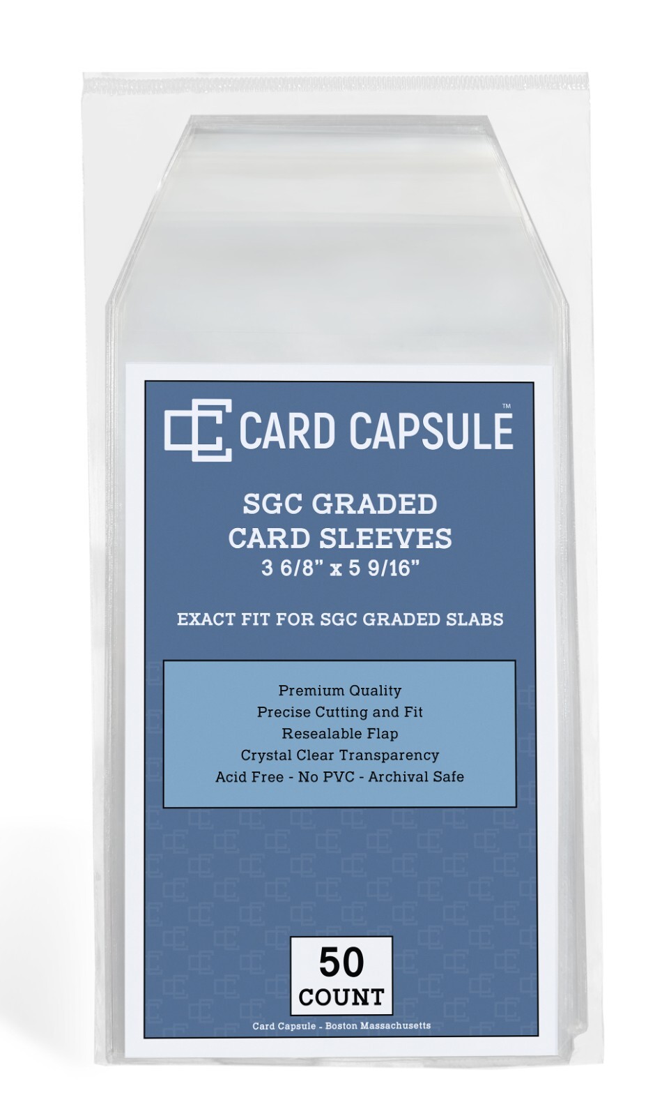 Card Capsule 50 Count Exact Fit for SGC Graded Slabs Resealable Sleeves Bags