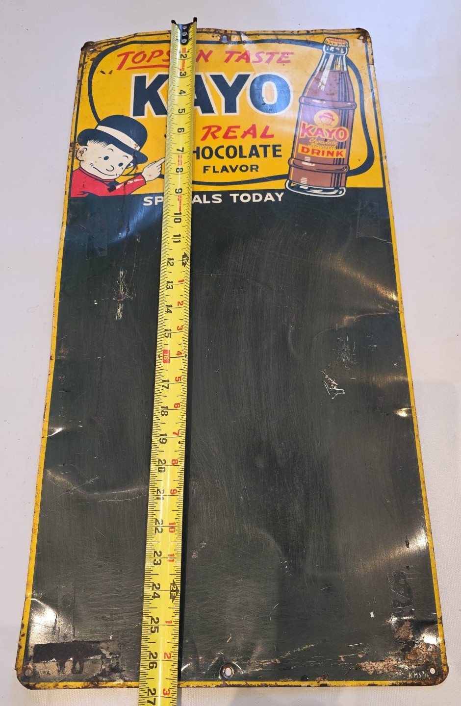 VTG Kayo Chocolate Drink Metal Sign Display Gas Station Soda Menu