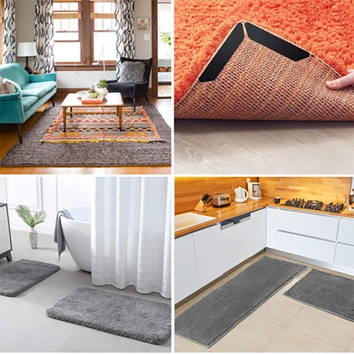 20 Pcs Non Slip Carpet Rug Mat Adhesive Grippers Reusable Rubber Tape