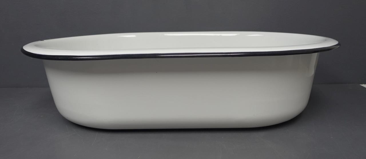 Lisk Flintstone Vintage Large Porcelain Enamel Oval Basin Baby Bath Wash Tub USA