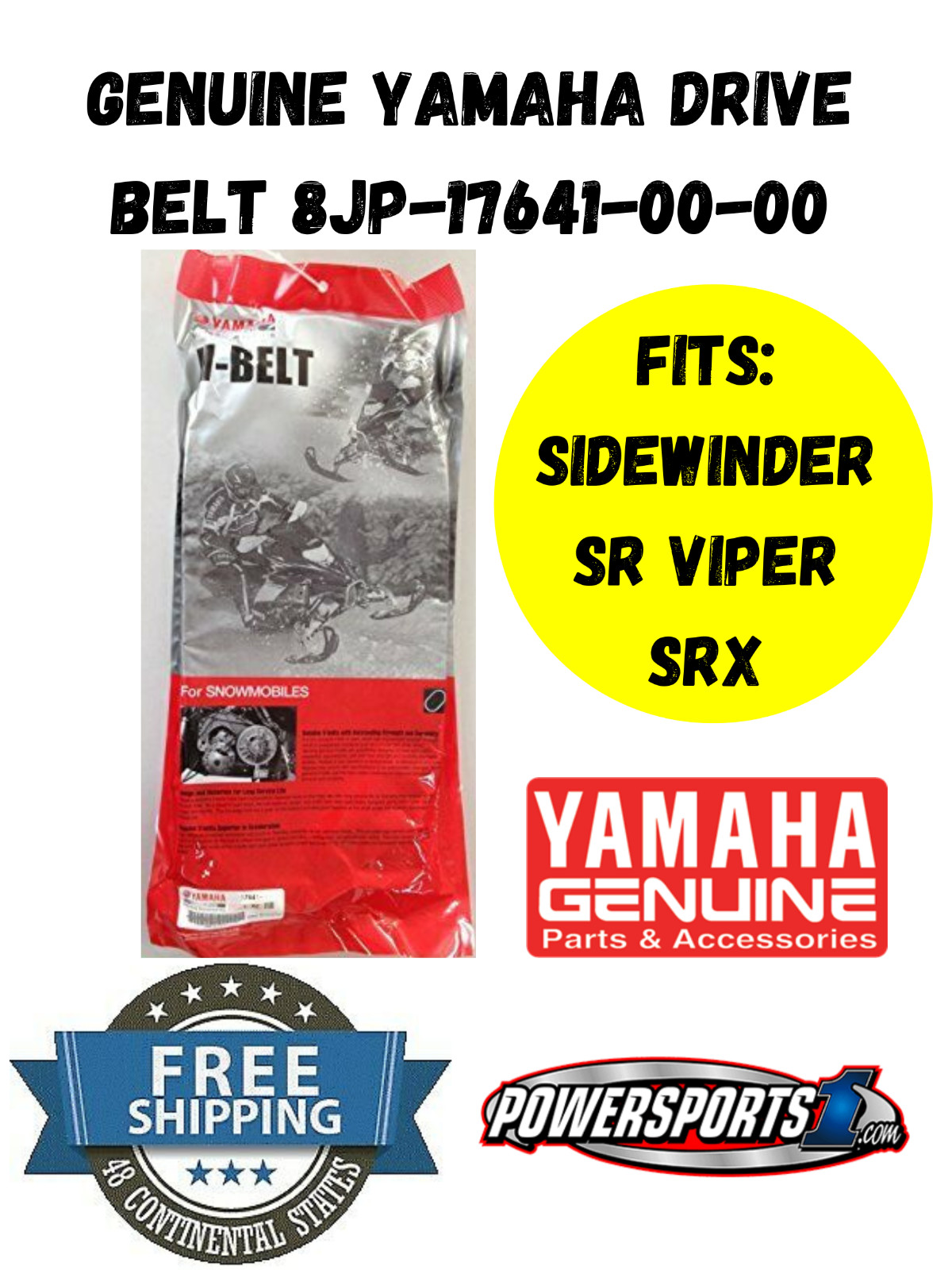 GENUINE OEM YAMAHA SIDEWINDER SR VIPER SRX SNOWMOBILE DRIVE BELT 8JP-17641-00-00