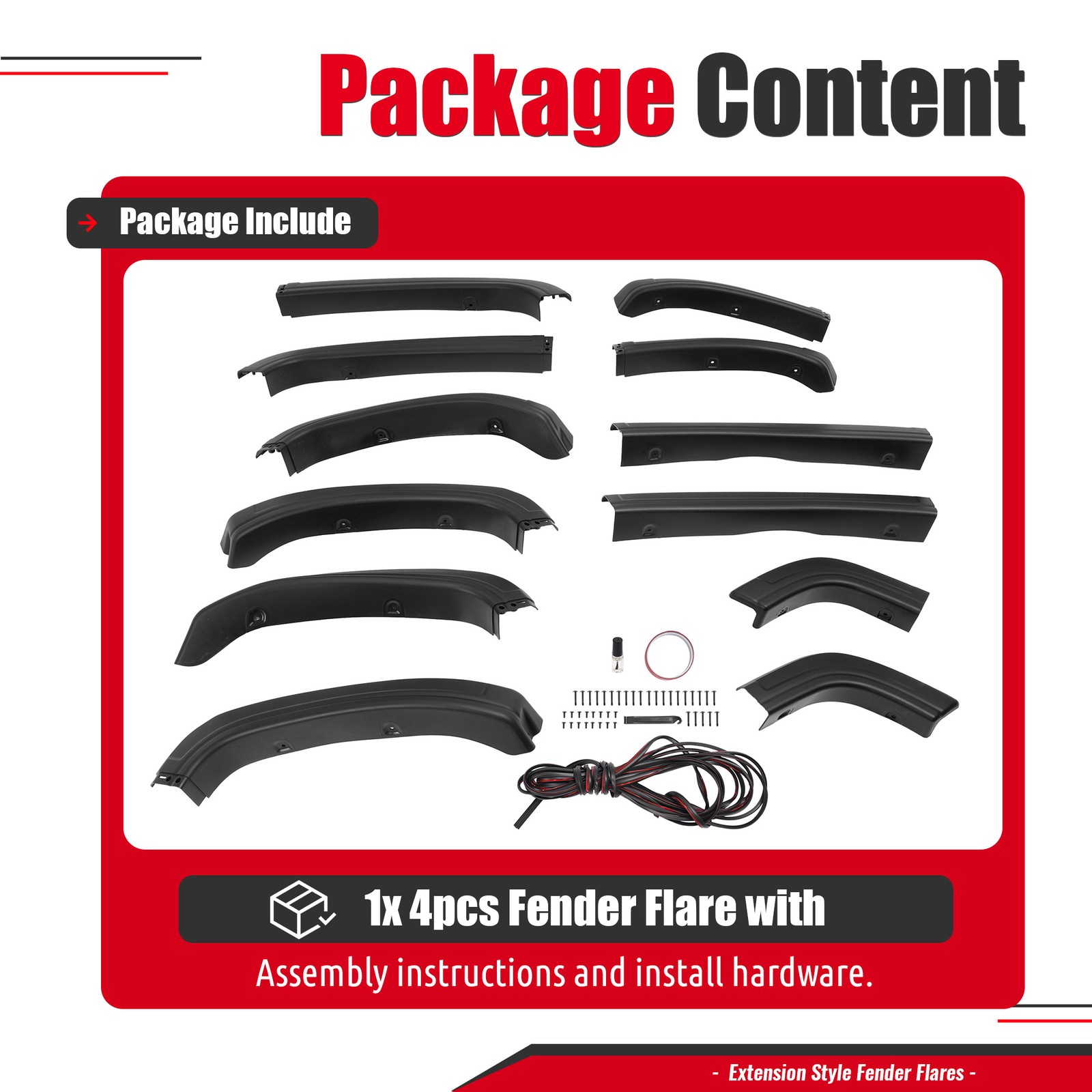 Fender Flare Kit For 2014-2015 GMC Sierra 1500 Textured Plastic Black