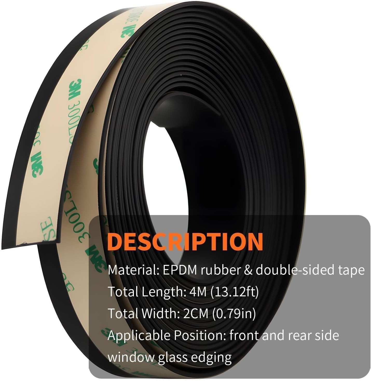 13.12FT Front Rear Side Rubber Seal Strip Car Door Window Trim Self Compatible w