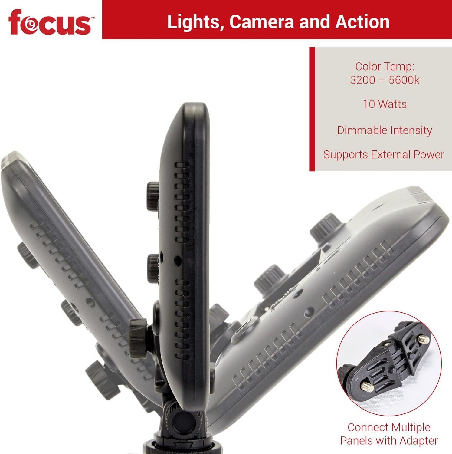 Focus Camera Video Light – 204 LED Dimmable, Ultra Slim and High Power On-Camera
