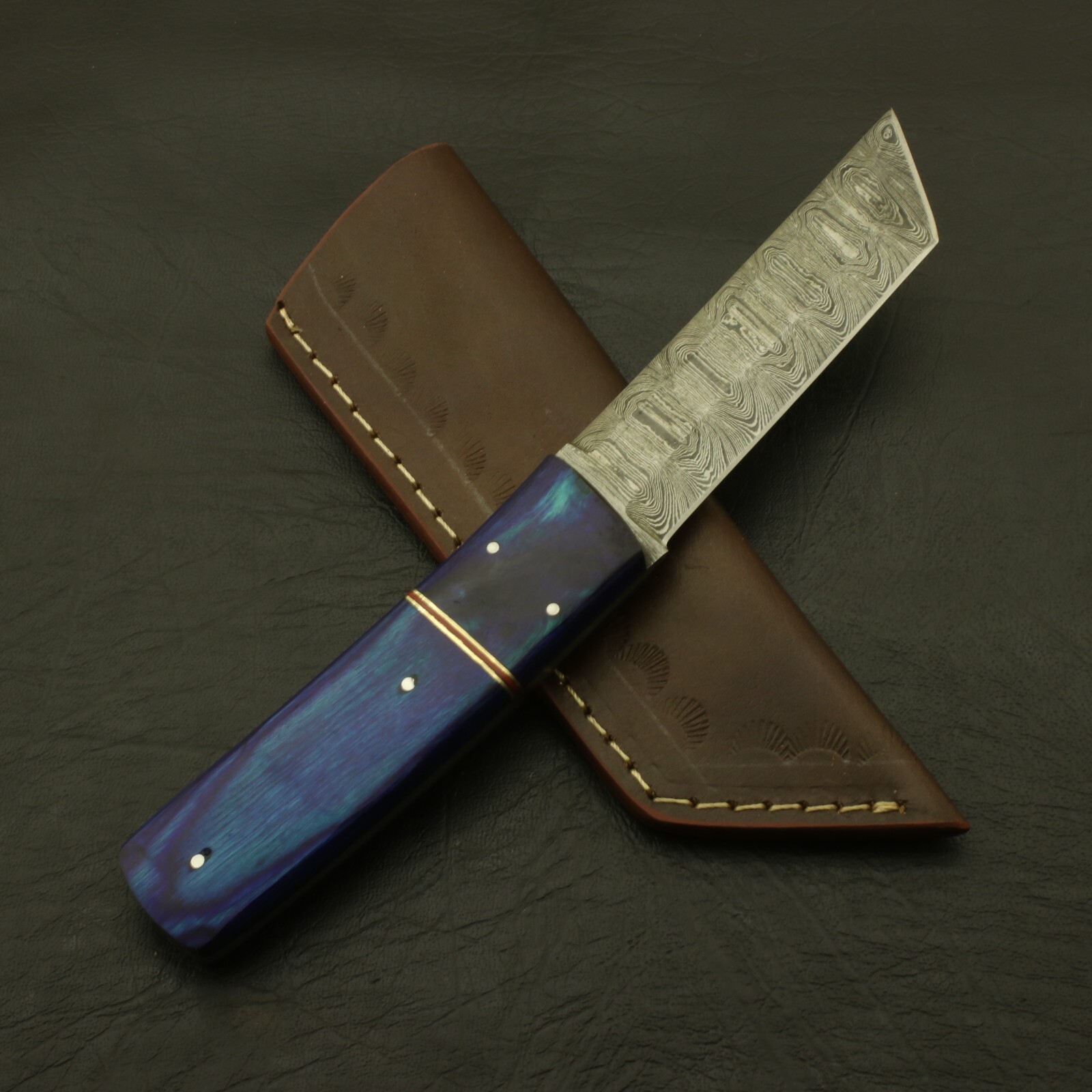 Damascus Tanto Knife Handmade Damascus Steel Hunting Knife Full Tang with Sheath