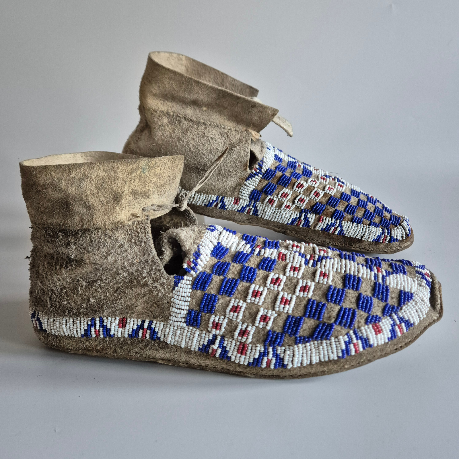 Antique Sioux or Cheyenne/Arapaho Beaded Moccasins from circa the 1870s-1880s.