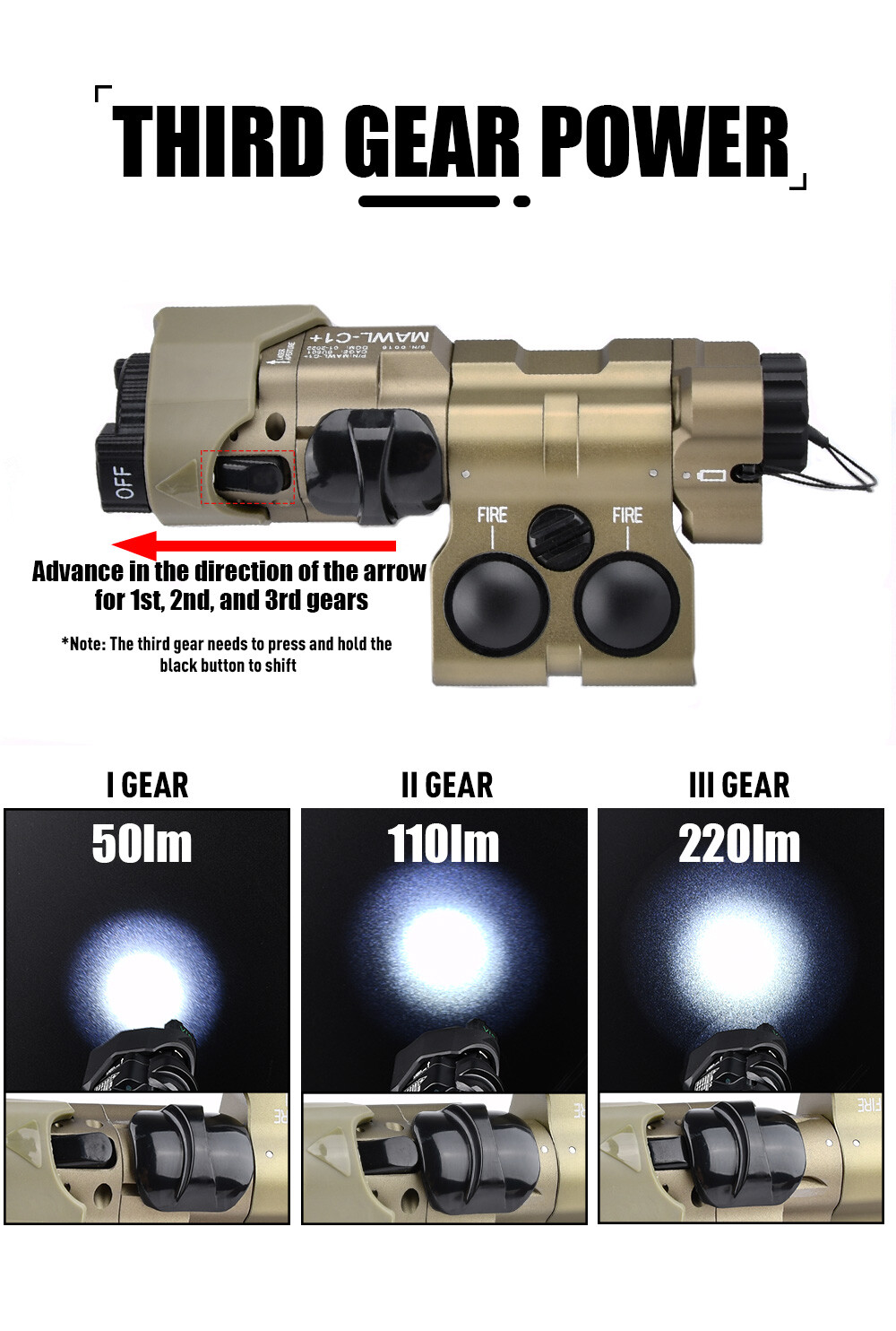 WADSN MAWL C1+ Laser Red Green IR Laser Sight White LED Strobe Flashlight