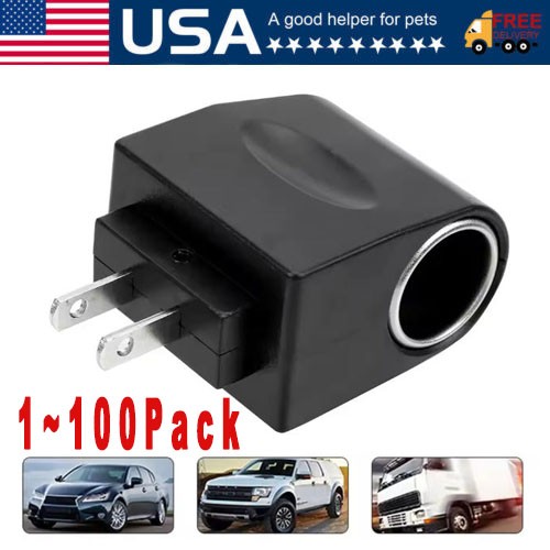 110V-240V AC Plug To 12V DC Car Cigarette Lighter Converter Socket Adapter Lot