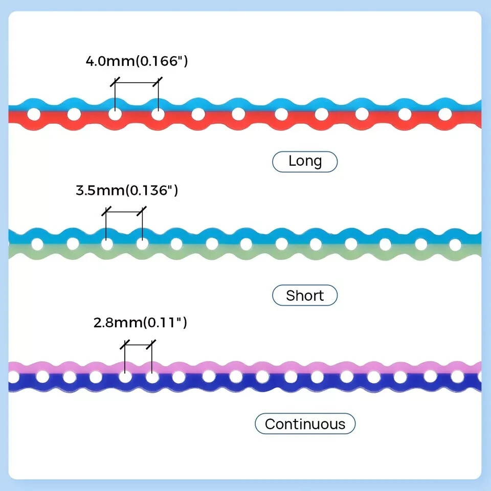 Dental Orthodontic Elastic Rubber Power Chain Braces Bands color combination