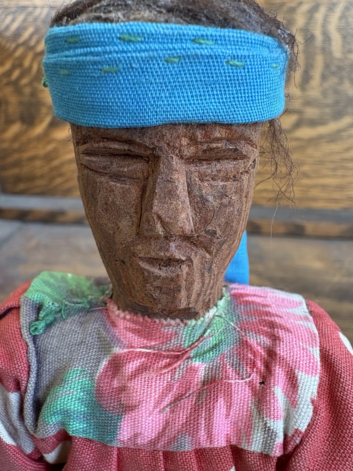 Vintage Old Tarahumara Indian Wood Hand Sewn Indian Doll Folk Art