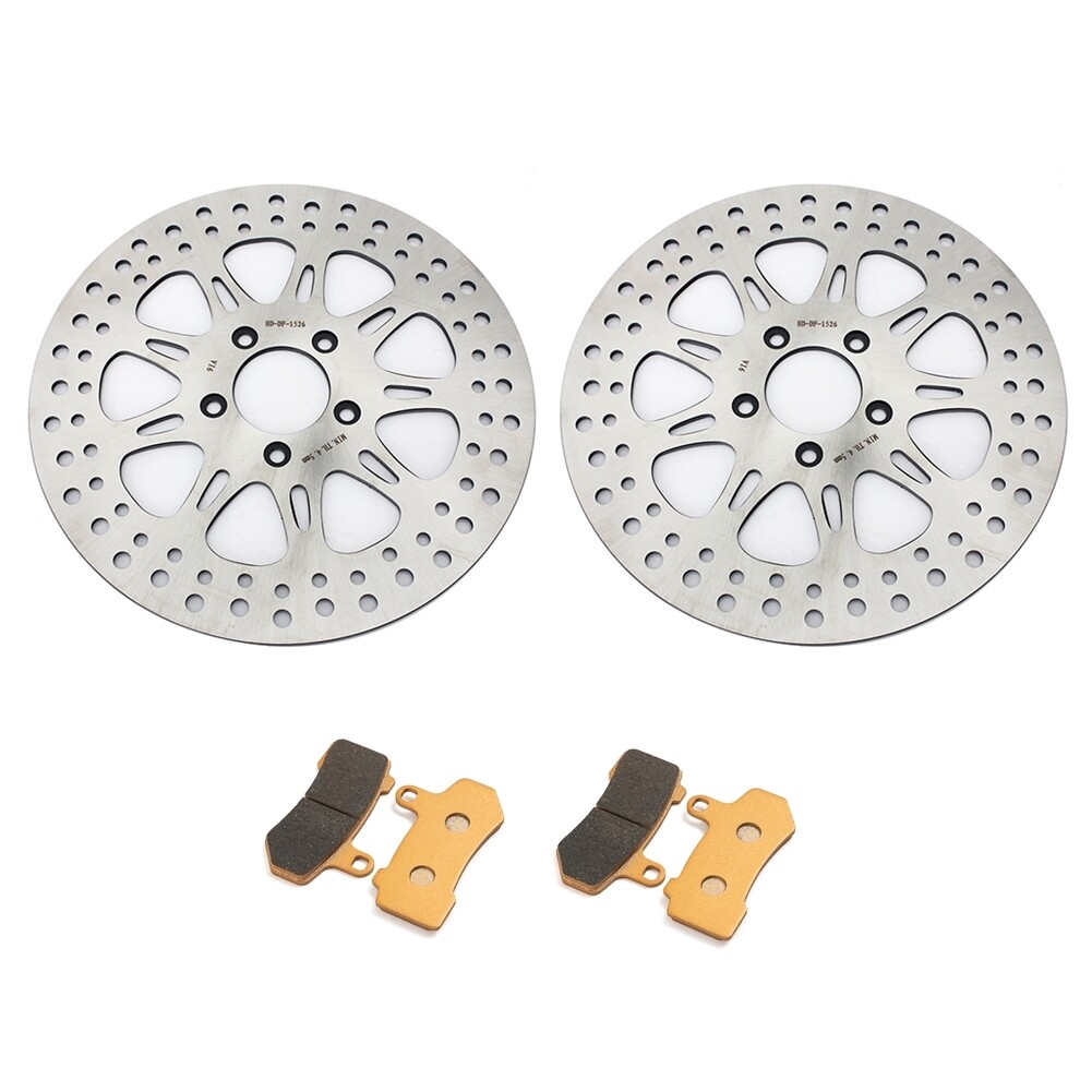 11.8" Front Brake Rotors & Pads Electra Glide Road King Street Glide FLTRX FLTRU