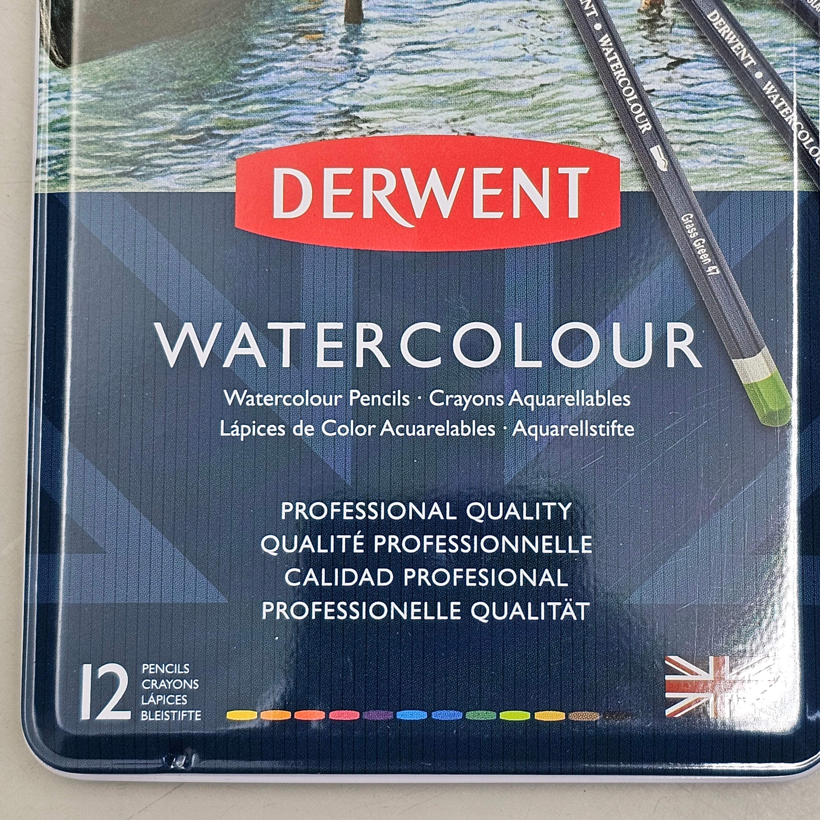 DERWENT Watercolour Pencils (12 Count) Metal Tin for Art
