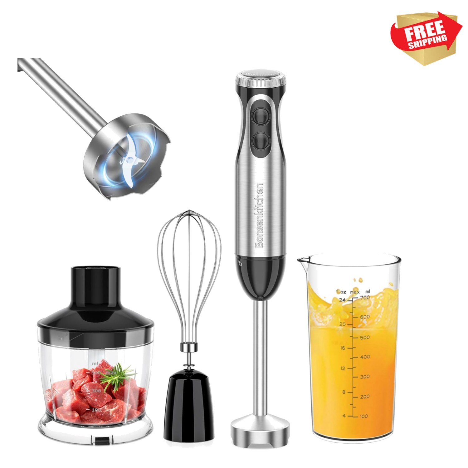 Effortless Blending: 4-in-1 Immersion Blender with Turbo Mode & Easy Cleanup