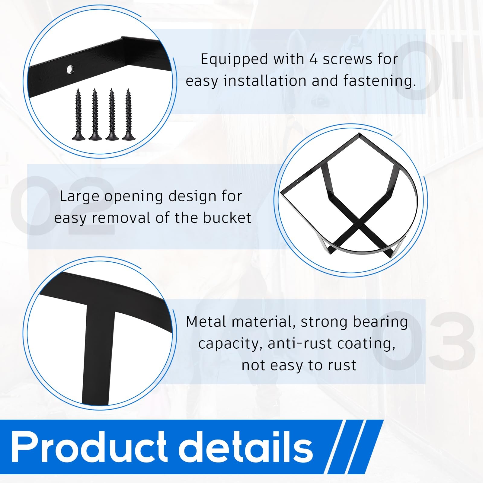 4 Pcs Heavy Duty Metal Bucket Holder 5 Gallon Horse Water Feed Bucket Holder ...