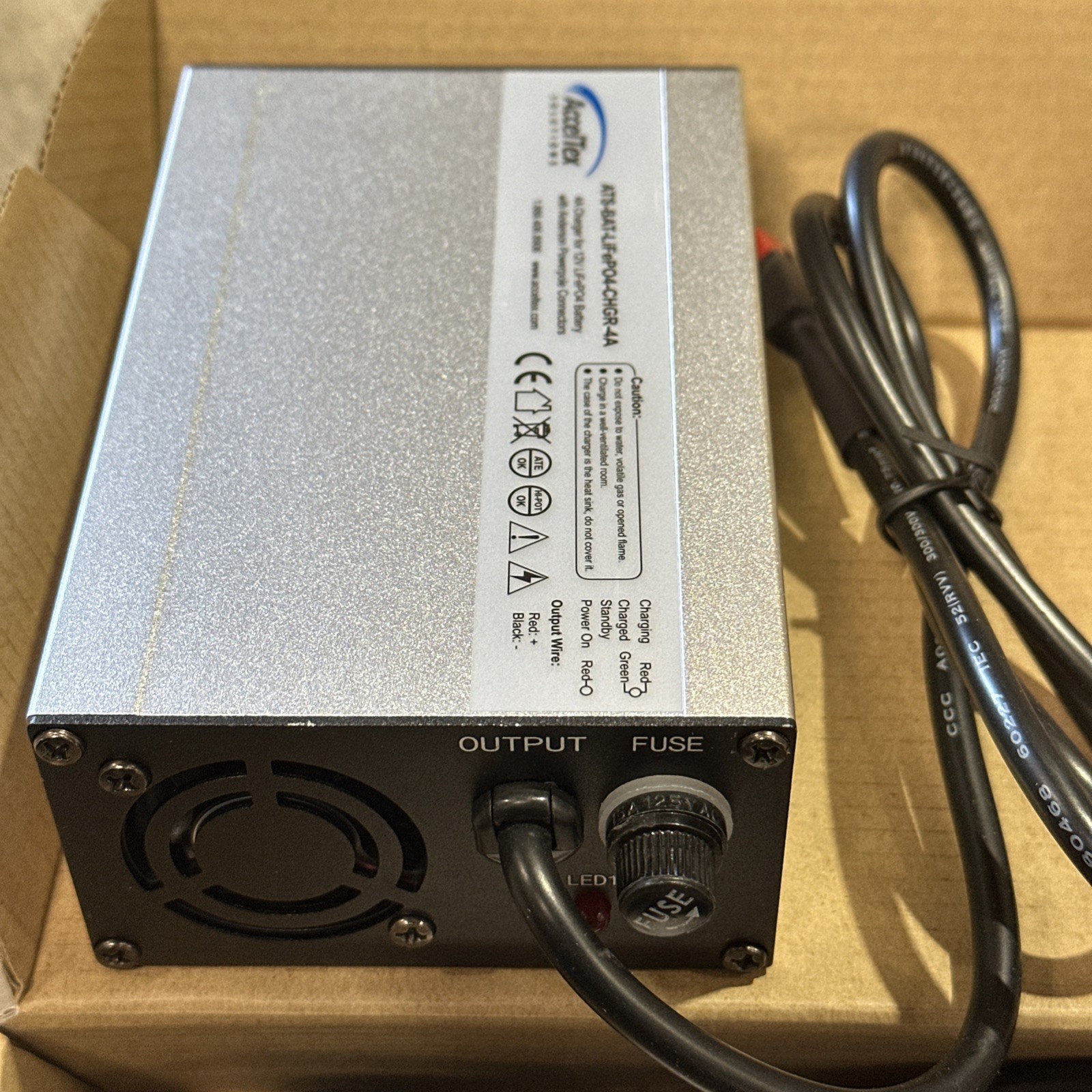 🔴 AccelTex ATS-BAT-LiFePO4-CHGR-4A 12V LiFePO₄ Battery Charger – NEW‼️