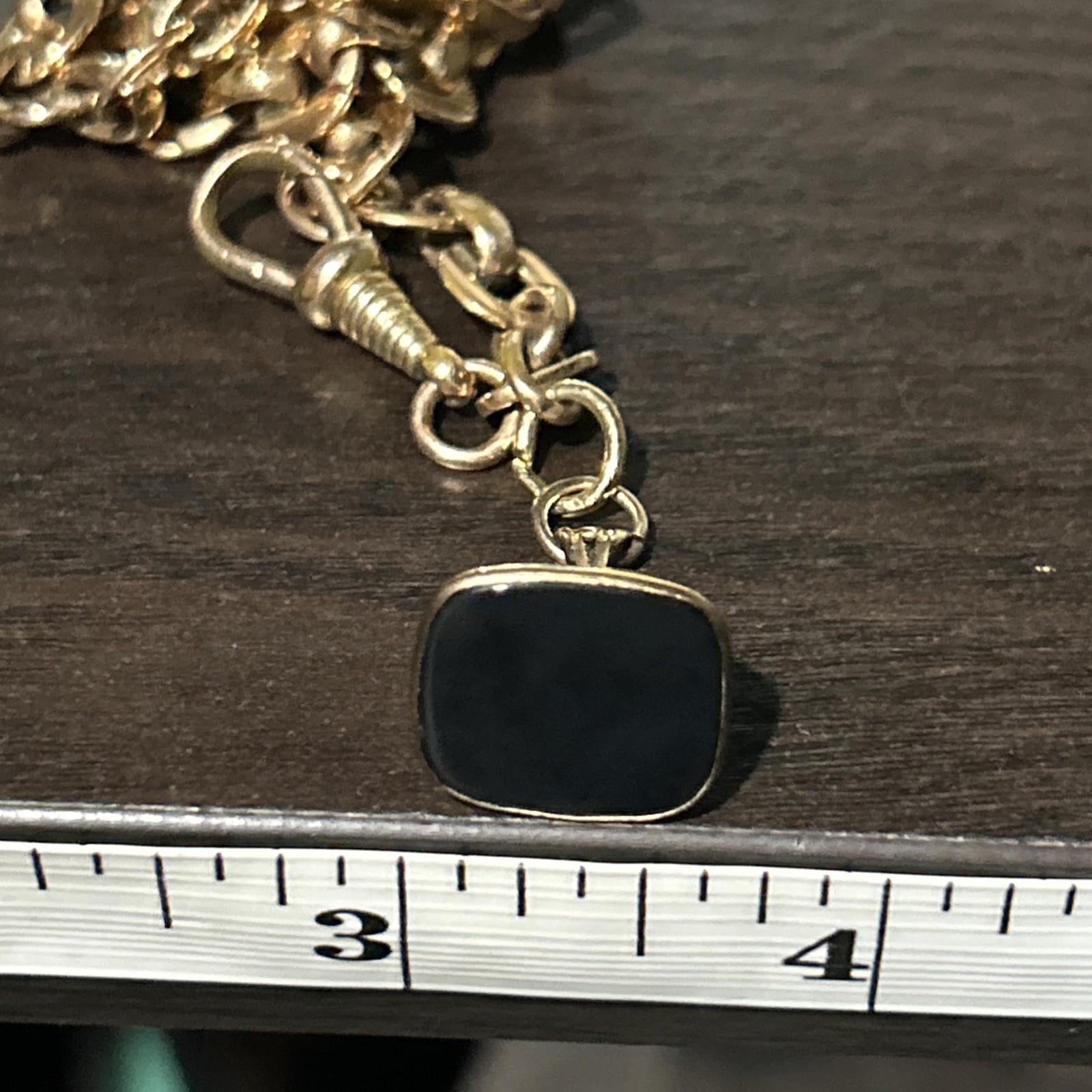 Vintage London FM Fob 9ct 375 Solid Gold Onyx Wax Seal GF Charnier Watch Chain