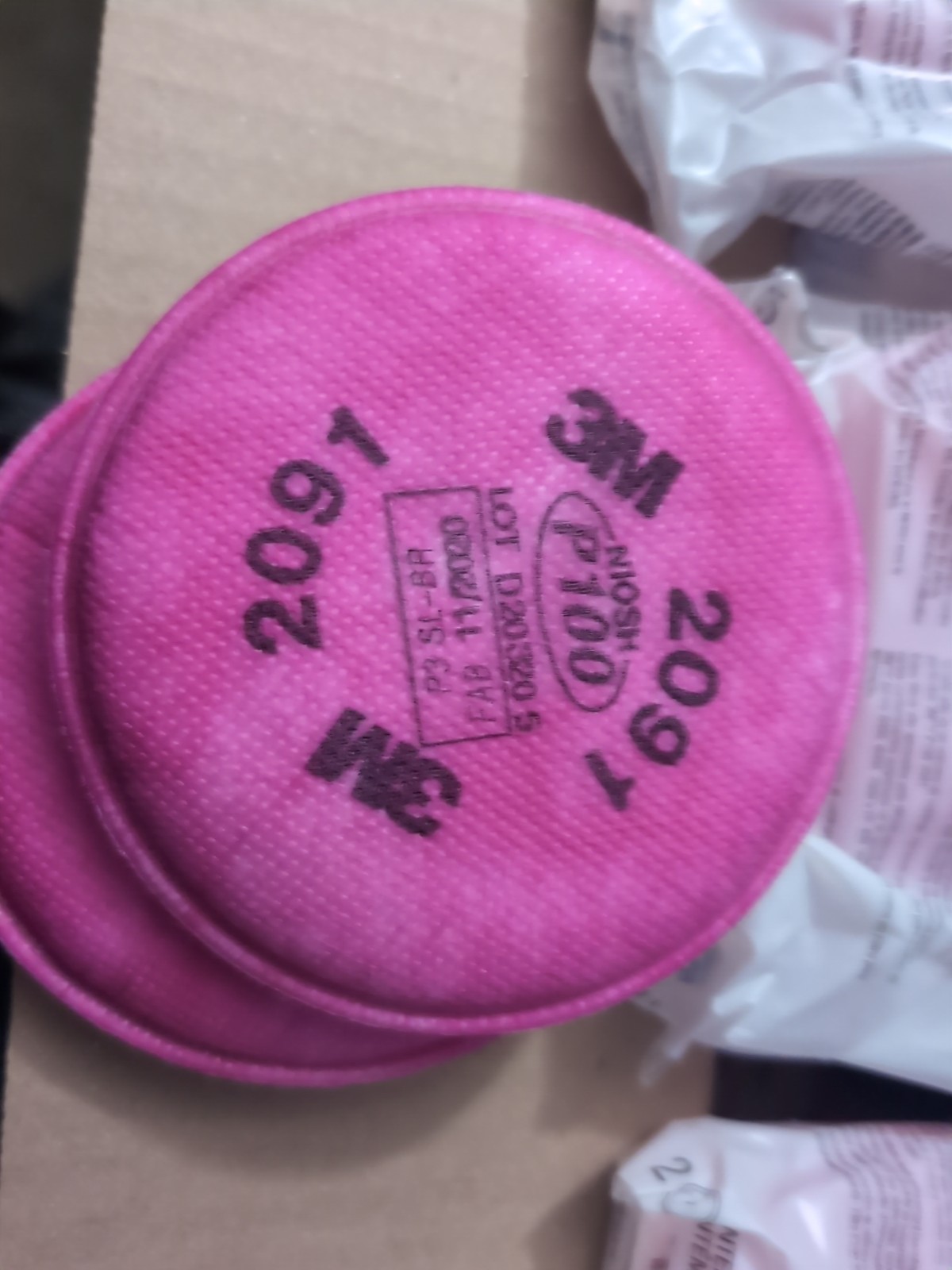 10 3M 2091 NIOSH P100 Particulate Filter 07000 Free Shipping Lot Of Ten Pairs