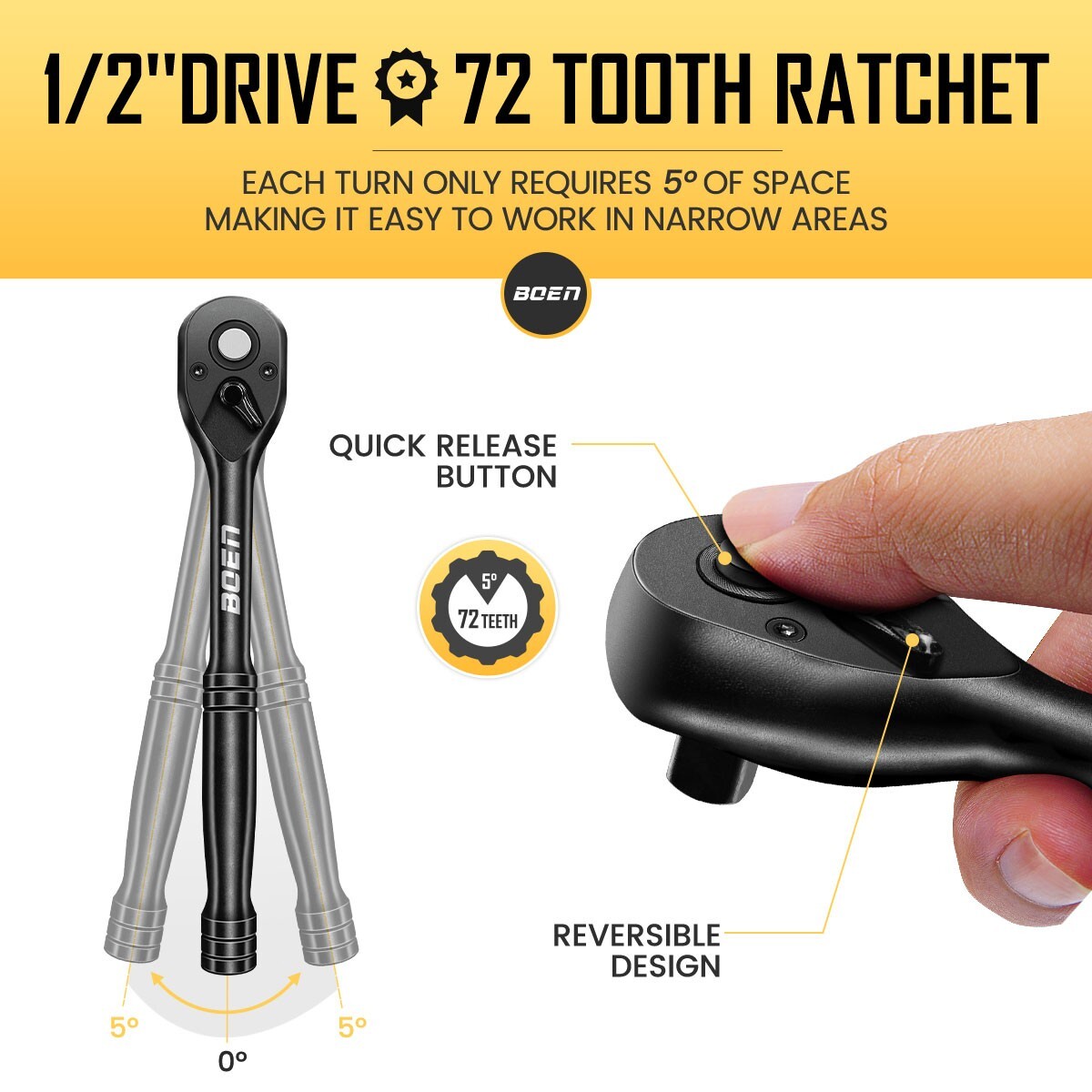 72 Pcs 1/2" Drive Impact Socket Set,Standard SAE (5/16"-1-1/4") & Metric(8-24mm)