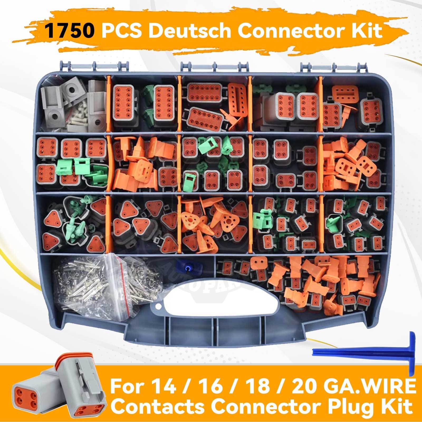 1750PCS Genuine Deutsch Connector Kit Stamped Contacts For 14,16,18,20 GA.WIRE