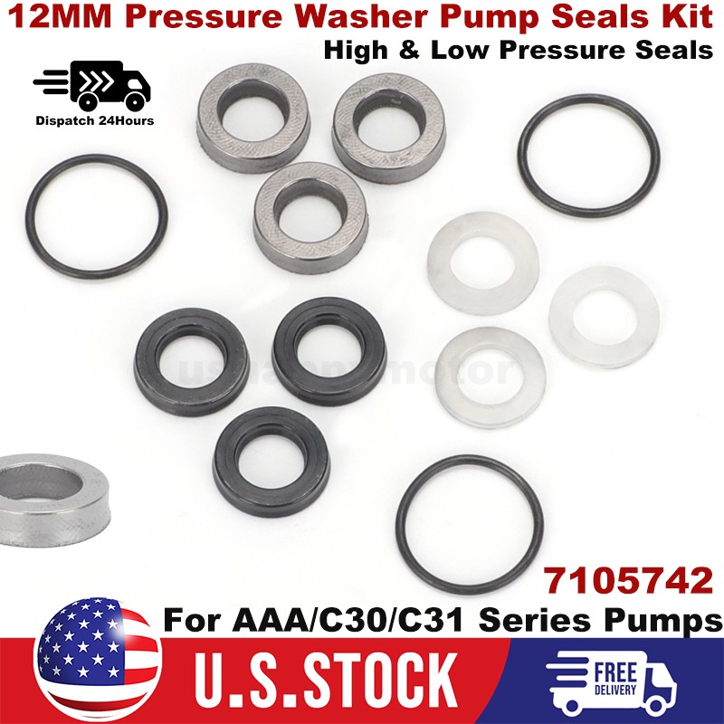 7105742 High and Low Water Seal Kit AAA,C30 Series Washer Pump Seals Kit 12MM