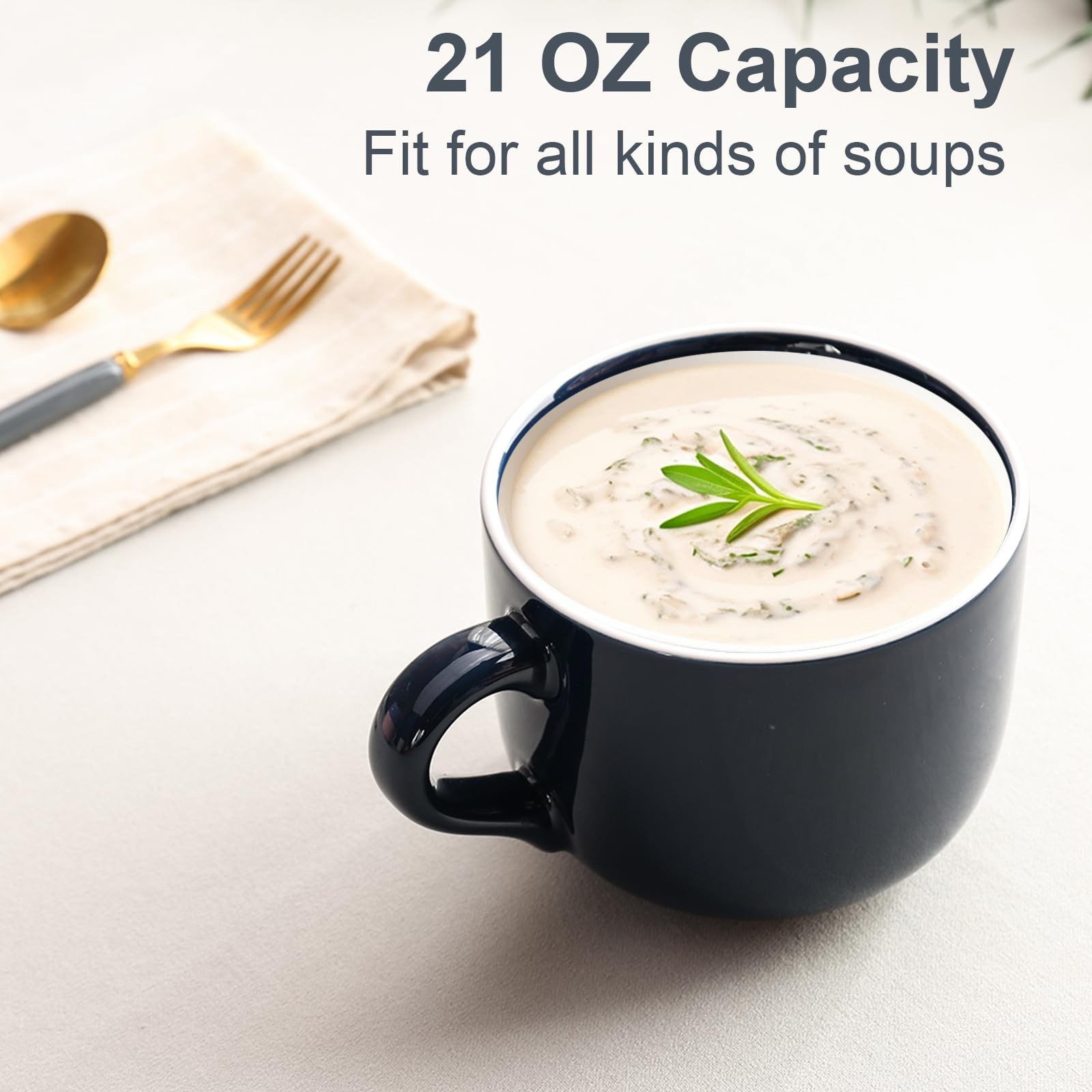 Soup Mugs with Handles Microwave Safe, 21 OZ Jumbo Ceramic Soup Mug, Soup Cup...