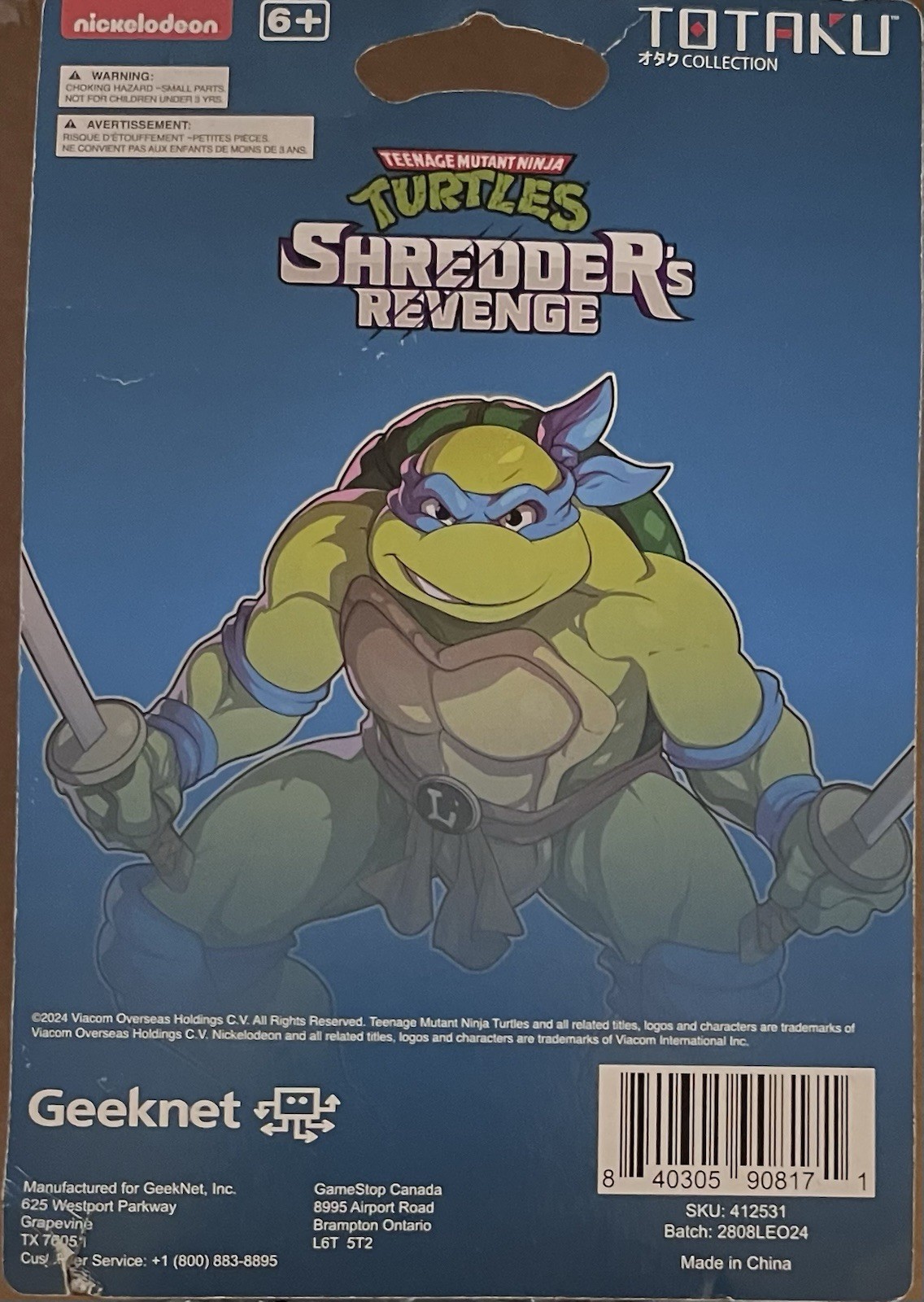 Leonardo Teenage Mutant Turtles. Shredders Revenge. CorneBox Damage See Picture