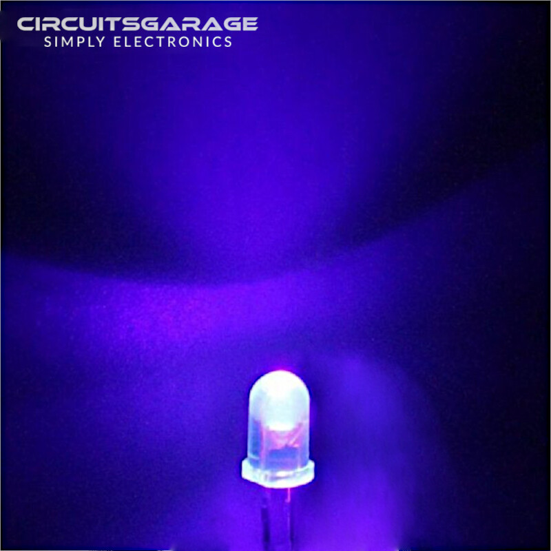 50 X 5mm Ultra Bright Water Clear Ultraviolet UV LED Light Emitting Diode Bulb