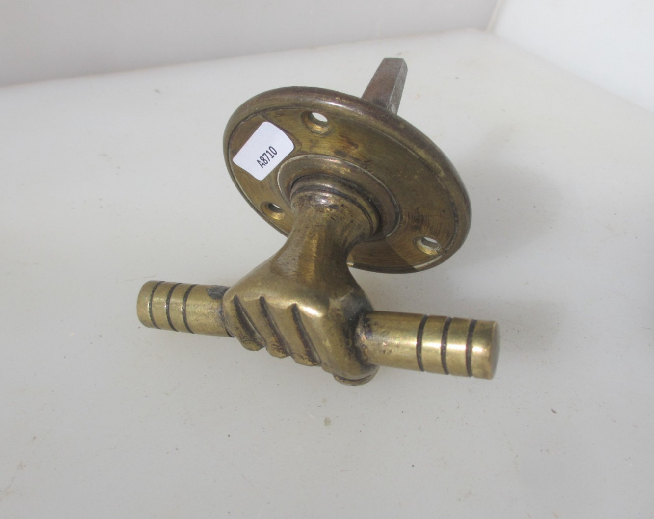 Antique Brass Safe Handle Centre Door Knob Pull Fist Hand Holding Rod Victorian