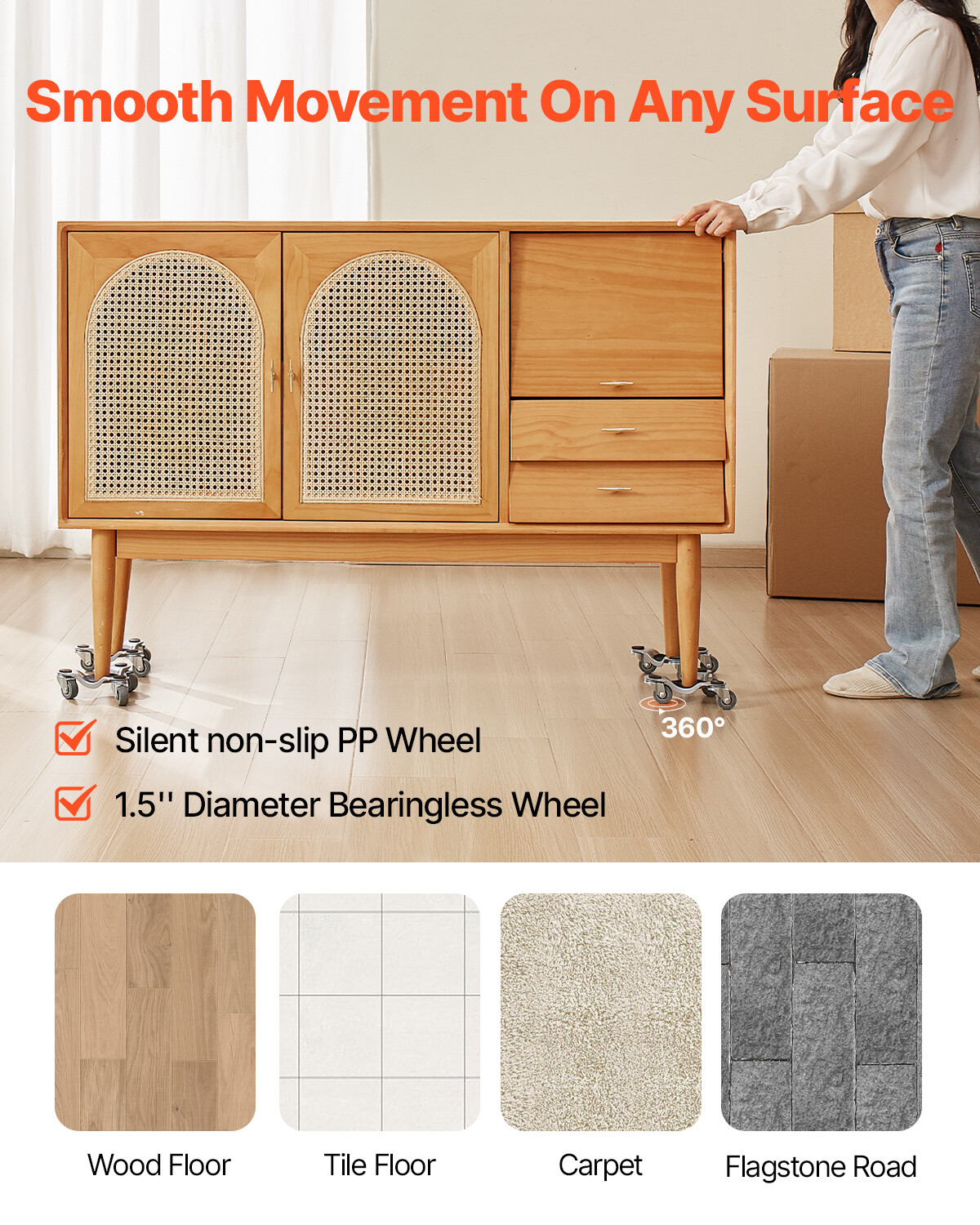 Furniture Dolly 4 pcs Steel Tri-dolly Set Furniture Mover 440 lbs Capacity