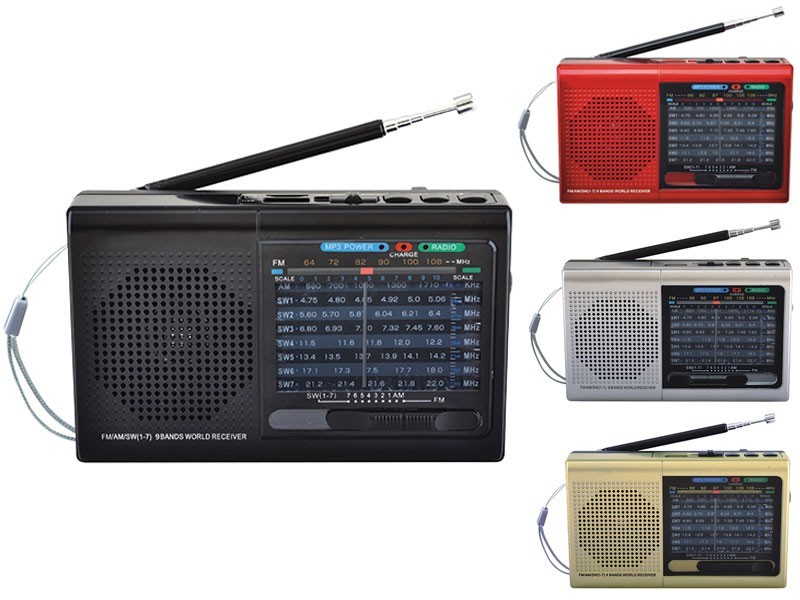 Supersonic SC-1080BT Rechargeable 9-Band AM/FM/SW1-7 Radio +Bluetooth +USB/SD