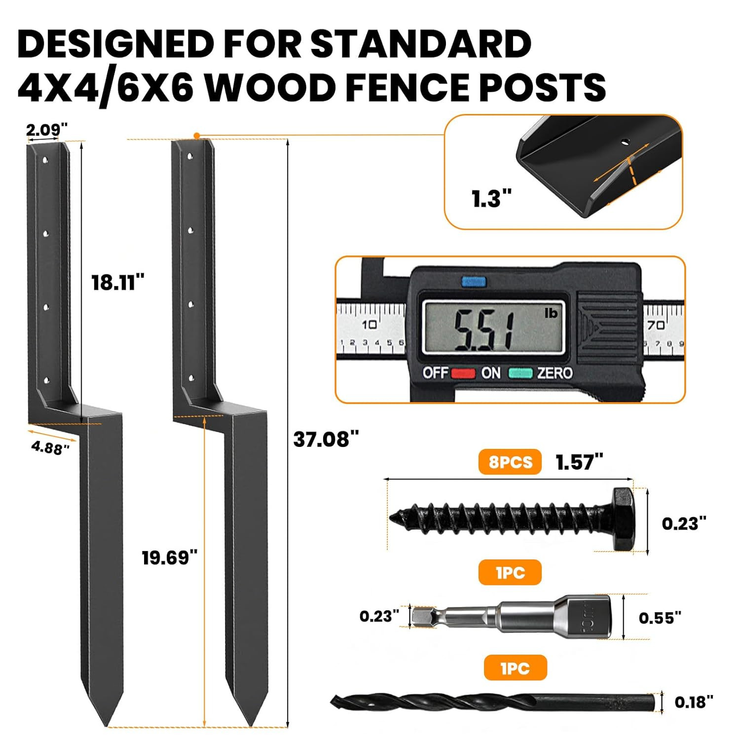 Fence Post Repair Kit,Heavy Duty 4X4/6X6 Fence Post Anchor Bracket for Leaning/B