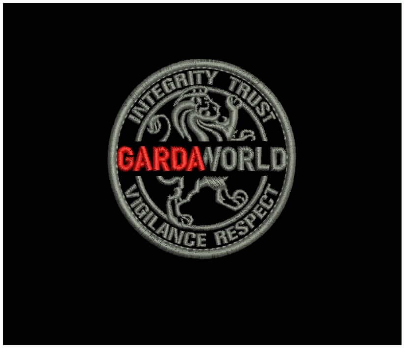 GARDAWORLD I T V R   Embroidery Patch 3X3'' Hook ON Back Black/RED/Gray
