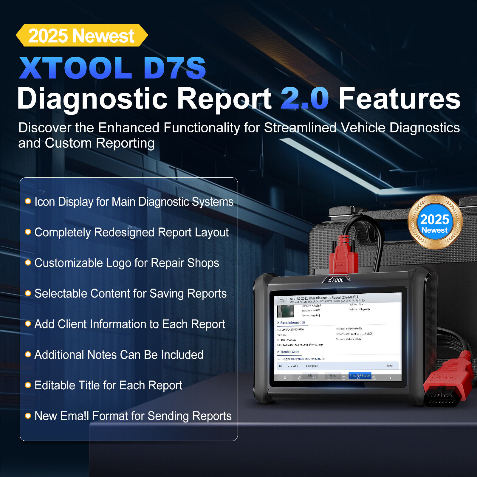 2025 XTOOL D7S Full Diagnostic Tool E.CU Coding 4000+ Bidirectional Scanner FCA