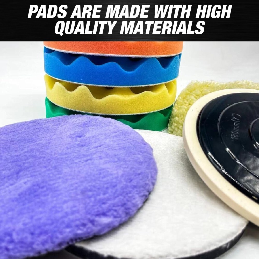 9 pcs Polishing Pad Set 7 inch - For Car Buffer Polisher Sanding,Polishing