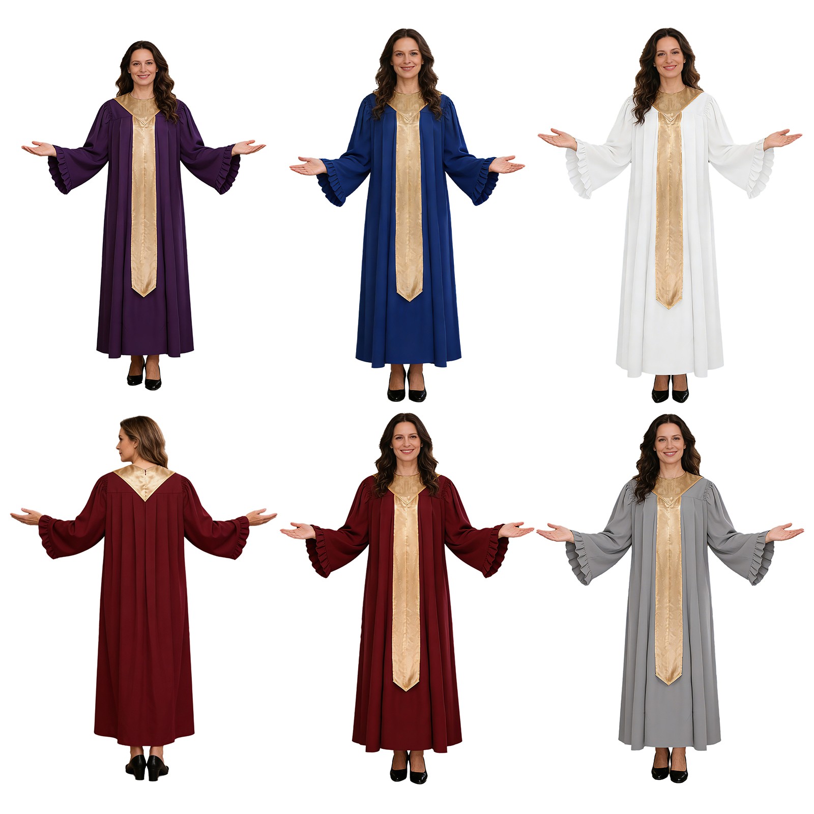 Womens Costume Clergy Long Robe Pastor Event Sash Church Holiday Dance Stage