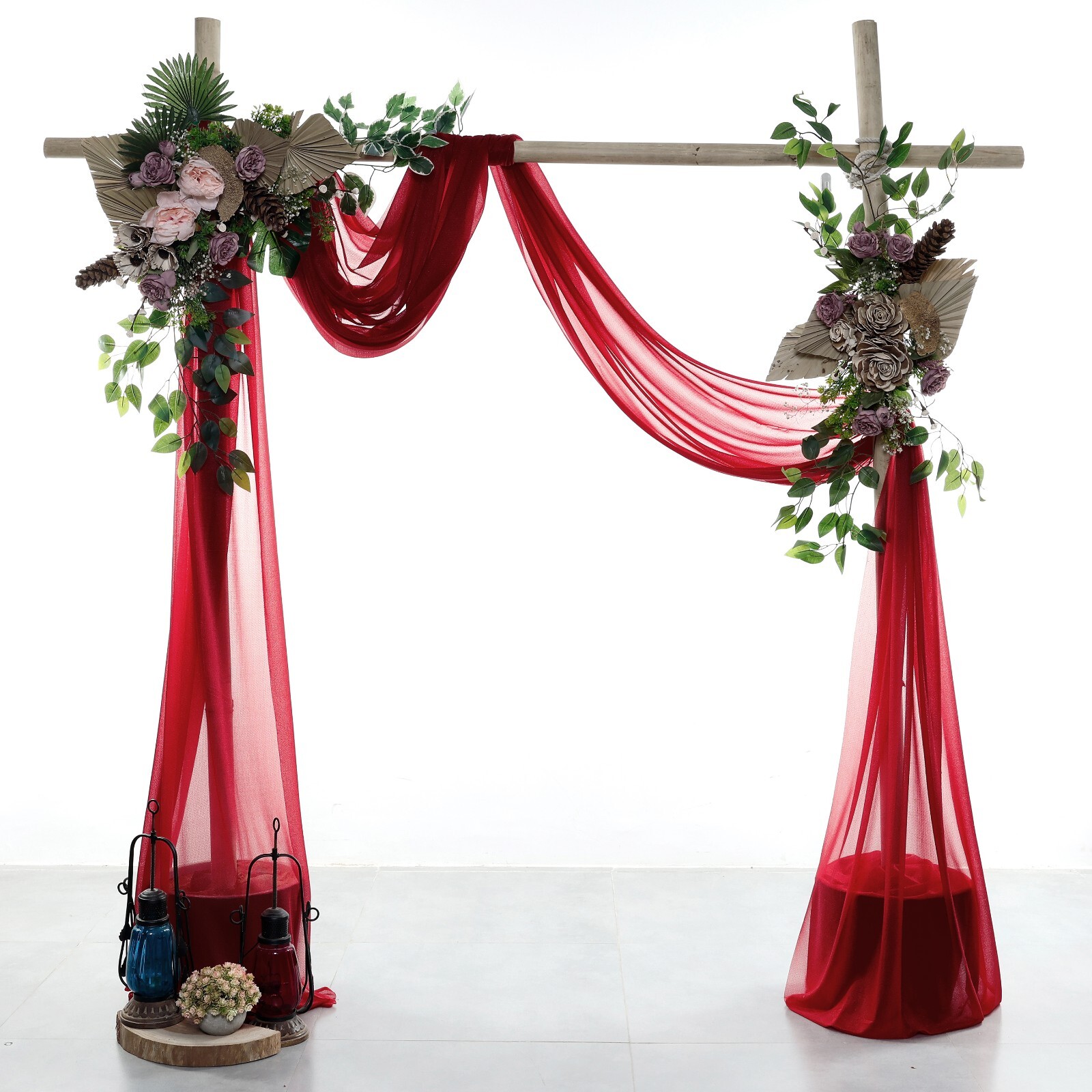 20ft/30ft Chiffon Wedding Arch Draping Fabric Curtain Panel Event Photo Backdrop