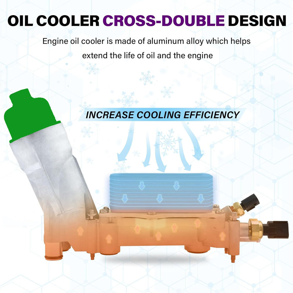 Aluminum Engine Oil Cooler Filter Housing For 2011-2016 Dodge Chrysler Jeep 3.6L