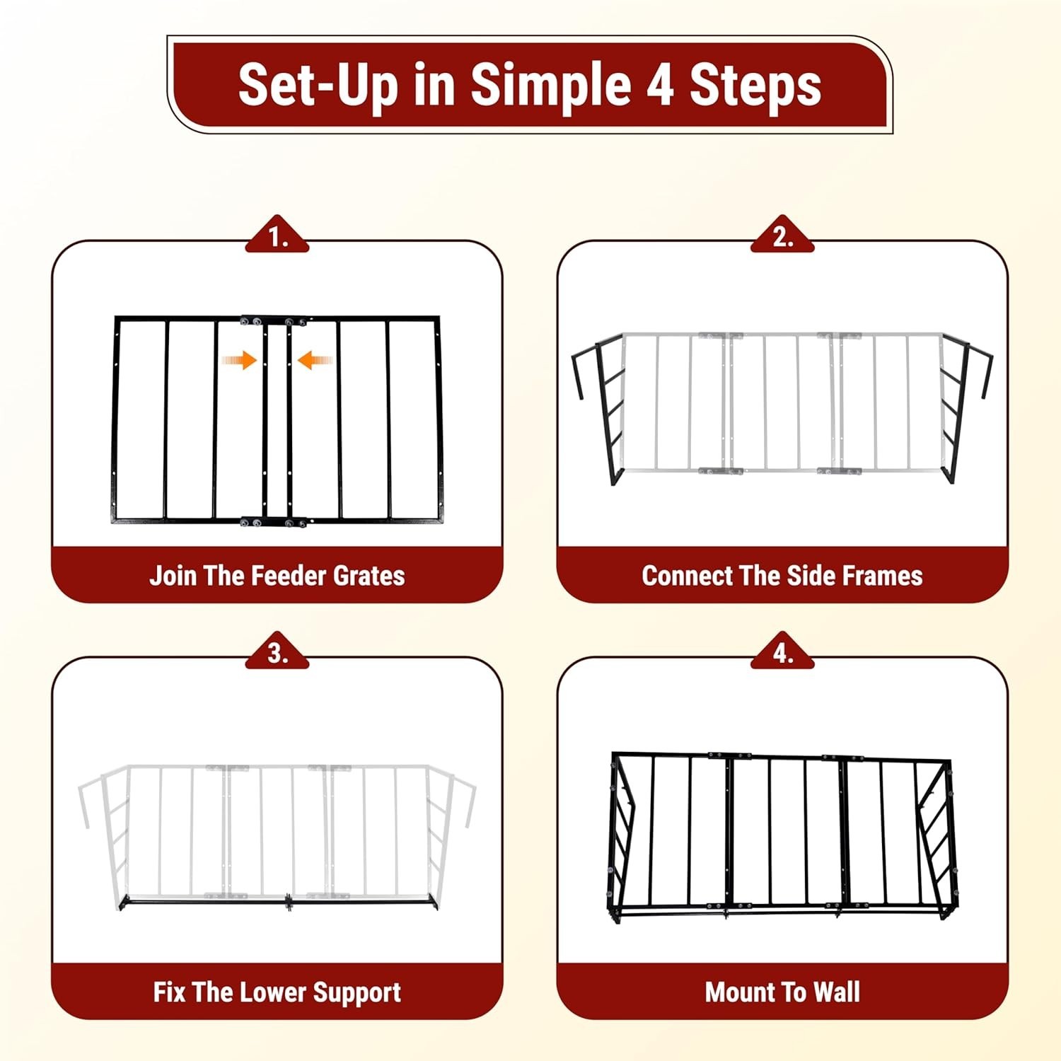 Hay Feeder Wall Mount – 36 Gallon – Heavy-Duty Steel Horse Hay Feeders