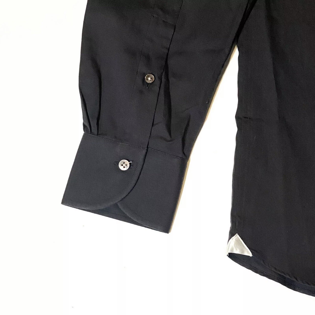 Luciano Barbera Men's Woven Cotton Dress Shirt Black Button Up