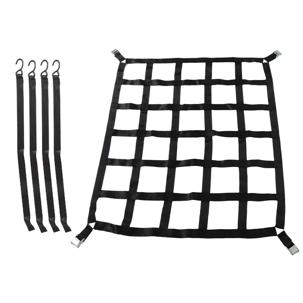 Heavy Duty polyester Cargo Net Webbing w/ Cam Buckles For Truck 50"x42" 1100LBS