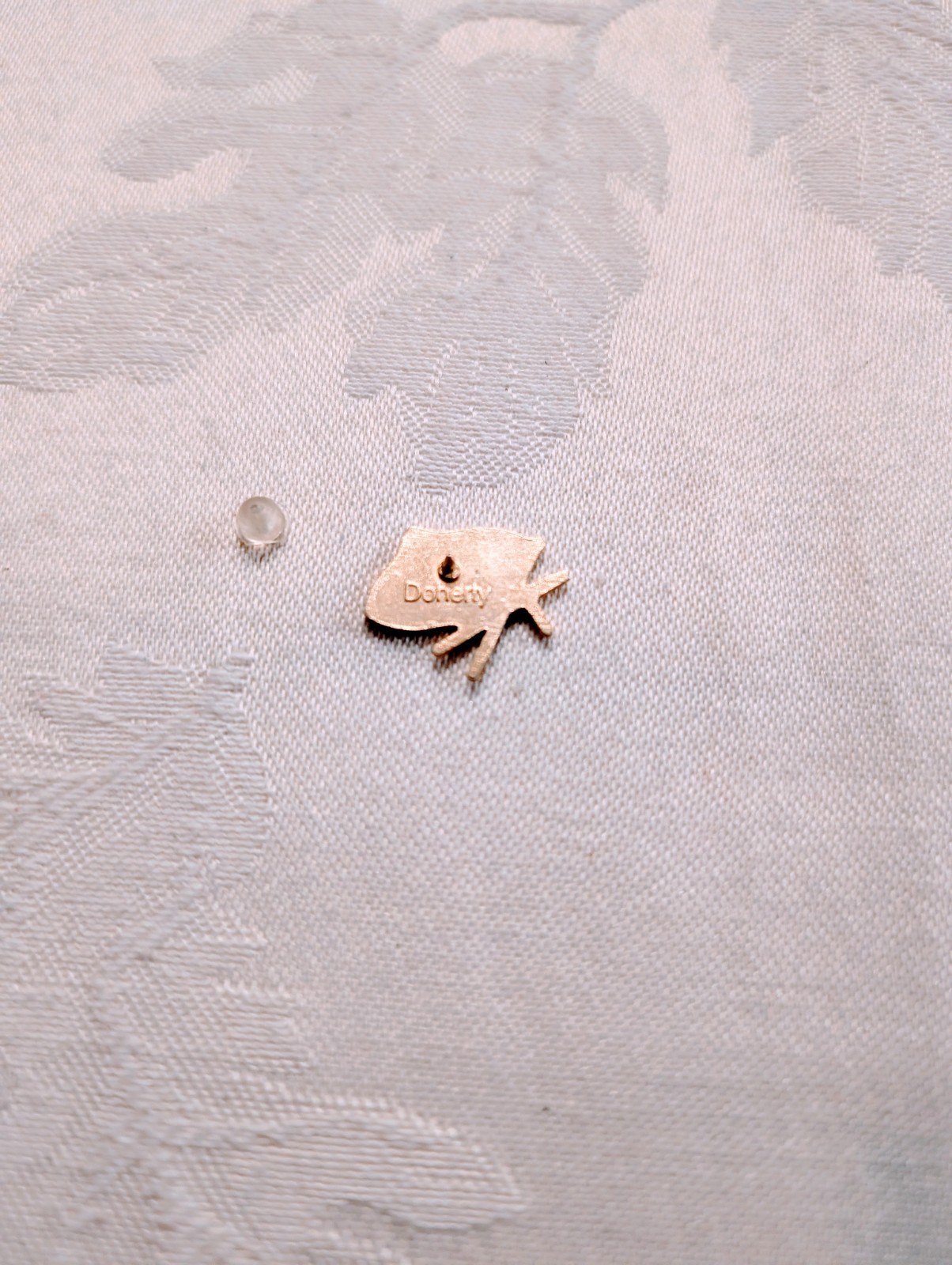 Doherty American Flag & Cross Lapel Pin Gold Tone Used