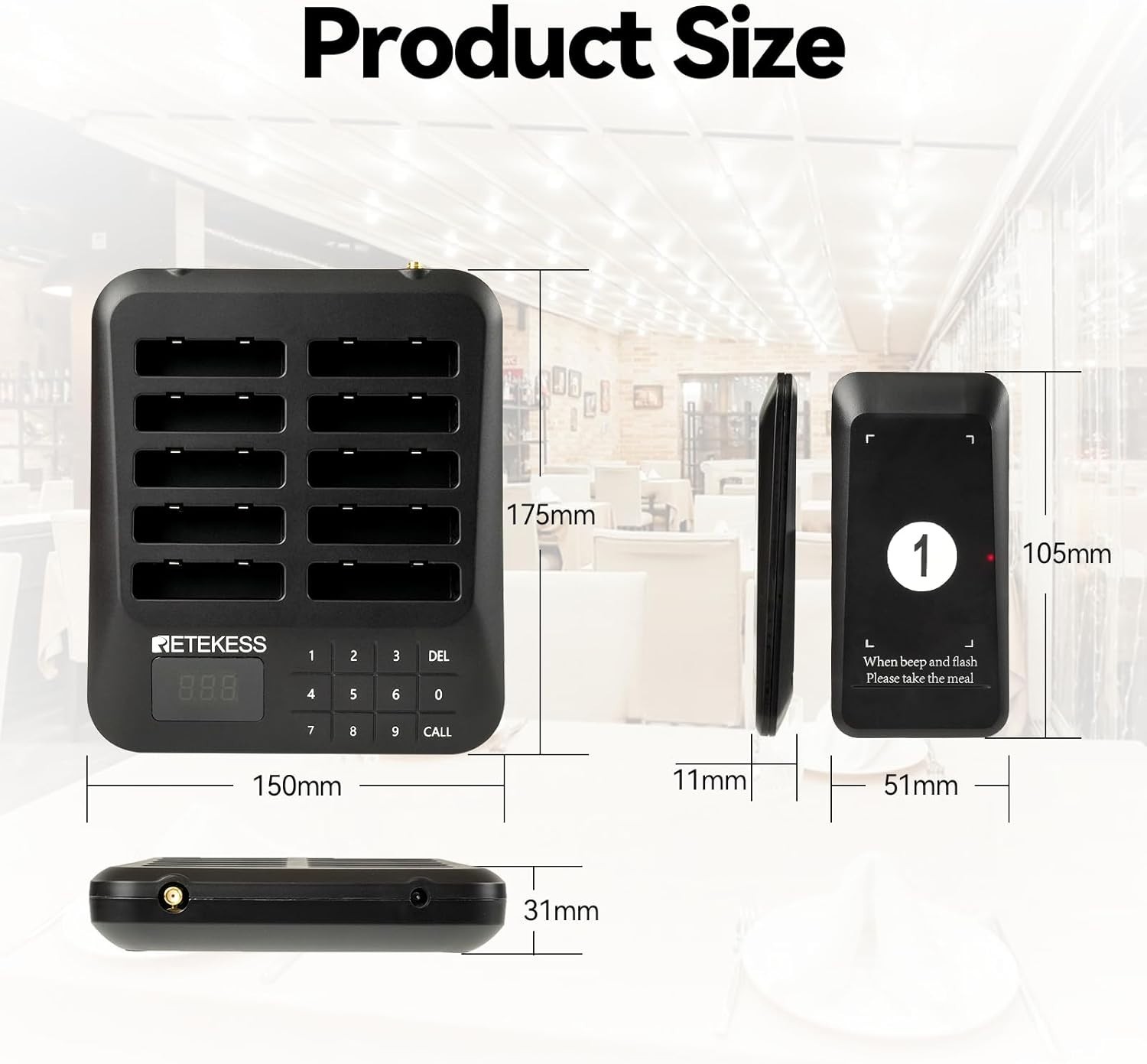 Retekess TD157 Restaurant Pager System 10 Pagers 984ft Range Wireless Buzzers