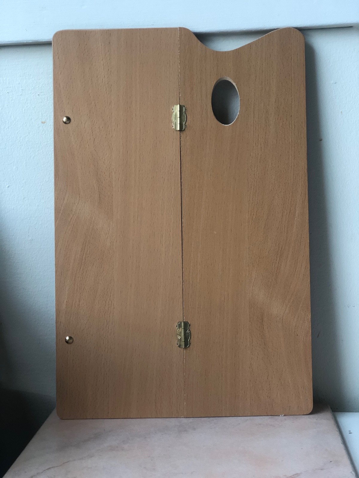 Foldable Wooden Oil Painting Artist Palette, Hinged, Travel Art Palette