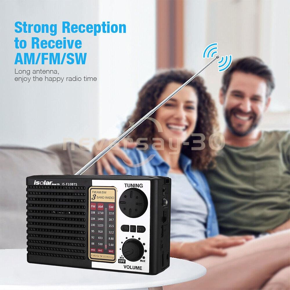 Solar Portable FM/AM SW Radio Digital Bluetooth Speaker MP3 Player Rechargeable