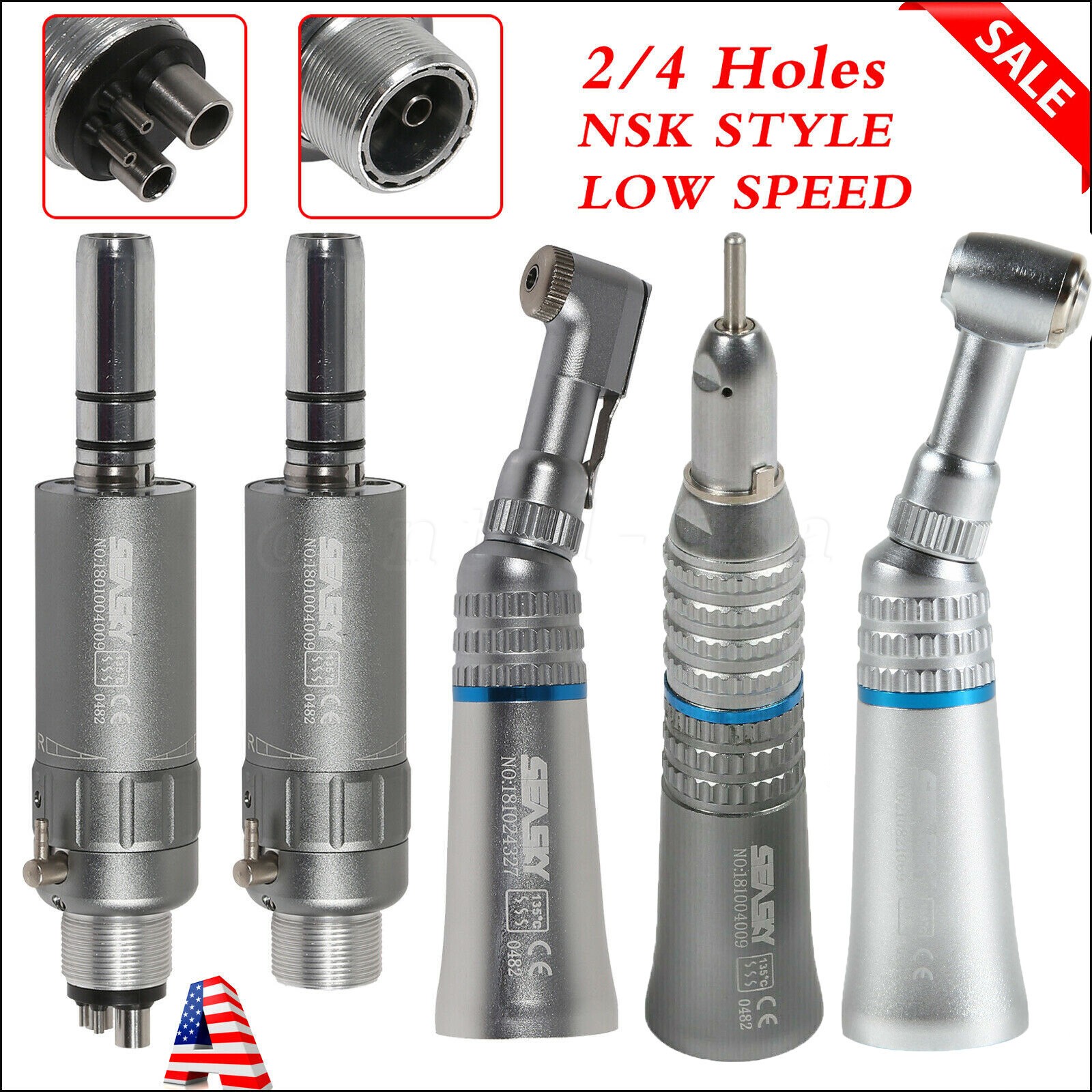 NSK Style Dental Slow Low Speed Handpiece Straight Contra Angle Air Motor 2/4 YP